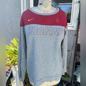 Nike USC Trojans long sleeve thick cotton shirt red gray gold trim Large unisex
